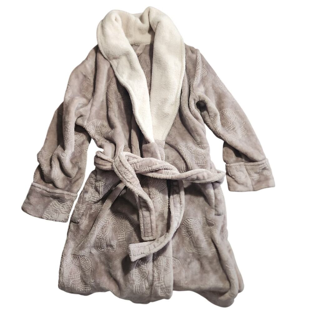 Daydream Berkshire Elephant Pockets Plush Cozy Lounge Gray/Brown Robe